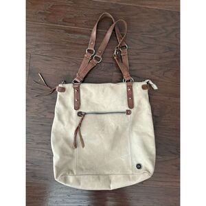 The Sak Ashland Leather Cream Shoulder Tote Bag Purse